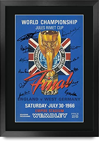 HWC Trading FR A3 England 1966 World Cup Final Printed Memorabilia Signed Autograph Poster for Football Fans and Supporters - A3 Framed