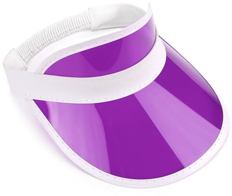 The Fancy Dress® Unisex Retro 80s Neon Sun Visor Hat Headband Cap for Golf Tennis Stag Poker Party (Purple)