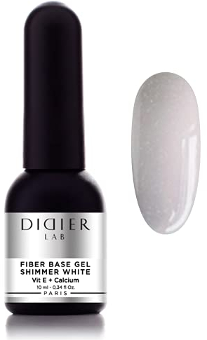 DidierLab - Premium Smart Fiberglas Gel Base Shimmer White - Nagelhärter - UV Nagellack für Nagelschutz und Beschädigte Nägel - Maniküre