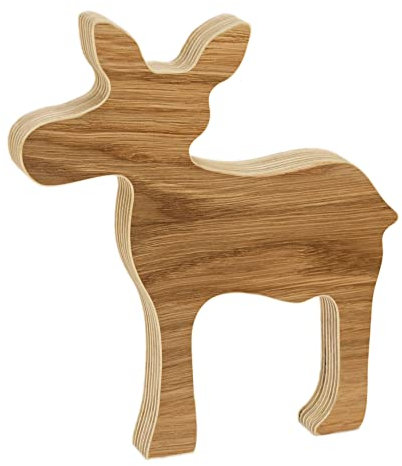 Elch aus Holz - Eiche - Deko aus Holz - Weihnachtsdeko (Elchin S)