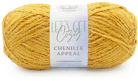 Lion Brand Yarn, Chenille Appeal Yarn for Knitting and Crocheting, Harvest Gold, 1 Pack