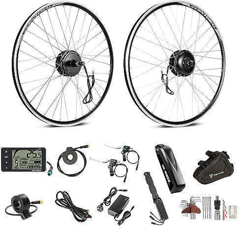 SEASON Ebike Kit de Conversion vélo électrique 26/27.5/28 Pouces 36V 250W 350W Moteur arrière pour Cassette avec 36V Batterie 13Ah/18Ah et Chargeur