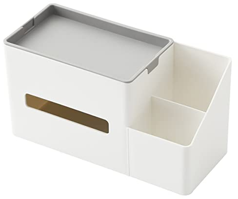 Taschentuchbox Kosmetiktücherbox Desktop Organizer Fernbedienungshalter, Kunststoff Tücherbox Desktop Aufbewahrungsbox Mit Ablage, Mehrzweck Schreibtisch Organizer Für Badezimmer Waschtisch Wohnzimmer