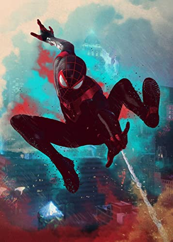 Displate Offiziell Marvel Spiderman MetallPoster Magnetische Befestigung Inklusive Lizenziert Bilder Hochwertiges Poster Miles Morales Game - Hero Poster 45 cm x 32 cm