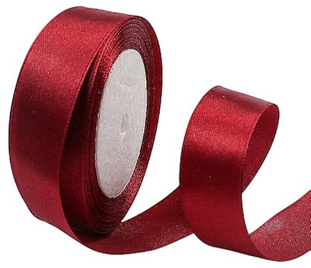 23 Meter Satinband Rotwein 25mm Satinband Bänder, Breit Schleifenband Dekoband Stoffband Geschenkband Hochzeitsdeko Schleife für Geschenkverpackung,Kunsthandwerk,Haarschleifen,Blumenstrauß,Dekoration