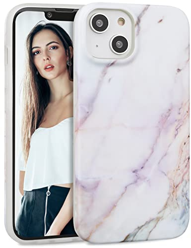 IMIKOKO Case for iPhone 14, Marble TPU Protective Case 14 Case Cover 6.1 Inch Mobile Phone Case, A Raised Camera Edge Protect Against Scratches