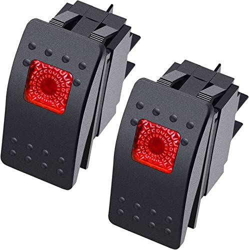 Taiss /2 interrupteurs à bascule lumineux pour bateau 12 V 20 A 4 broches On/Off avec LED rouge pour voiture tout-terrain RK1-06N-R