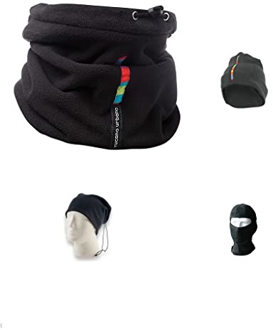 Kragen- und Gesichtsschutz, Halsband, Schwarz, 614-N, doppelte Fleece-Barriere, gegen Wind und Kälte, mit Gummizug, Einheitsgröße