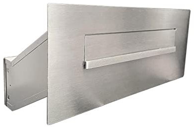 Flat Design Edelstahl Mauerdurchwurf Briefkasten DX-041 (Tiefe: 23-38 cm) - LETTERBOX24.de ohne Namensschild