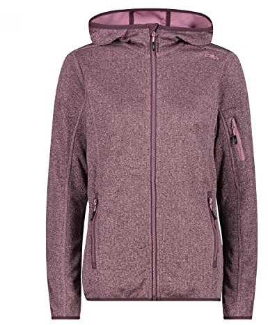CMP - Damen-Knit-Tech-Jacke mit fester Kapuze, Pflaumenrouge, D40