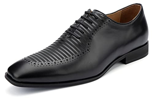 MEIJIANA Men Oxford Business Leather Shoes Men's Lace-ups Formal Dress Shoes Oxfords, Black-03,10 UK