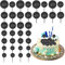 30Pcs Mini Balloon Cake Topper Glitter Foam Ball Cake Picks Decorations Faux Pearl Balls DIY Cake Insert Topper Baking Decoration for Baby Shower Wedding Anniversary Birthday Party Supplies Black