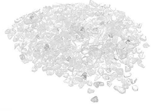 sourcing map 100g/0.22lb 5-7mm Tumbled Chips Stone, Natural Crushed Crystal Quartz Irregular Polished Stones Gravel Decoration for Aquarium Plants Vase Filler, White