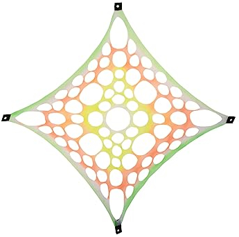 PSYWORK Schwarzlicht Segel Tüll Spandex | Psy Suzy Square Multicolor | 1,2 x 1,2m | UV-aktiv | fluoreszierend | Wandtuch Wandbehang Stoff Neon Deko Party Tuch Tapestry Poster Psy Goa