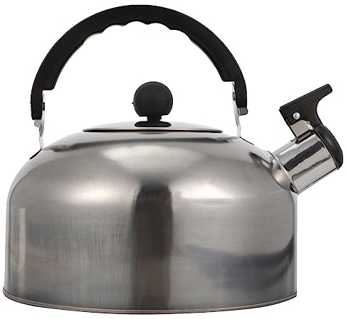 BESTonZON Hervidor De Café Tetera Silbante De 2 L Tetera Silbante De Acero Inoxidable Para Estufa Con Mango Ergonómico Plateado Estufa