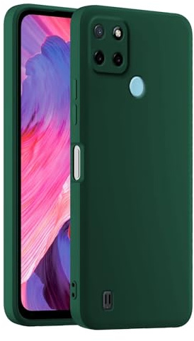HULLIN Funda de Silicona Colorida para Teléfono, Adecuada para Realme C21Y / Realme C25Y (6.5) - Verde Oscuro