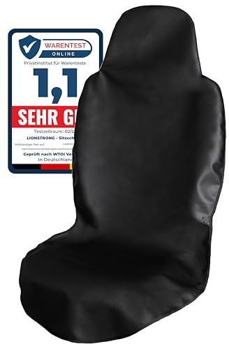 LIONSTRONG® Autositzschoner Vordersitz universell kompatibel [WASSERDICHT] - Autositzbezüge Vordersitze - Sitzschoner Sitzbezüge Auto - Autositz Sitzschutz - Werkstattschoner - Kunstleder