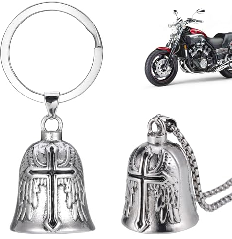 Zocipro 2 Stück Biker Bell, Motorrad Glocke Glücksbringer, Edelstahl Motorrad Glöckchen,Guardian Bell Motorrad für Motorrad Zubehör oder Schlüsselanhänger