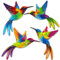 Giyiprpi 4 Pack Metal Hummingbird Wall Art Decor, ULENDIS 3D Colorful Birds Outdoor Wall Art Patio Fence Decorations, Wall Hanging Decor for Garden Living Room Balcony(B)