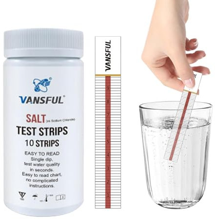 Tiras reactivas de sal para piscina, 10 tiras reactivas para piscina de sal, probador de salinidad, kit de prueba de agua para piscina, tiras de papel de detección de agua salada para jacu-zzi piscina