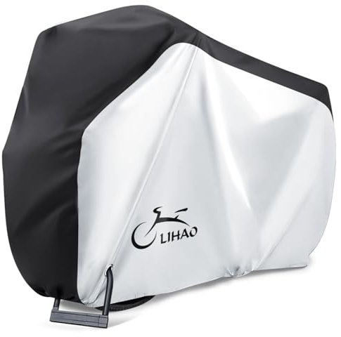 LIHAO Bike Cover 210T Bicycle Covers for Outside Indoor Storage Waterproof Bike Covers with Lock Holes and Storage Bag Dust Rain UV Protection for Mountain Road Bike Electric Bikes