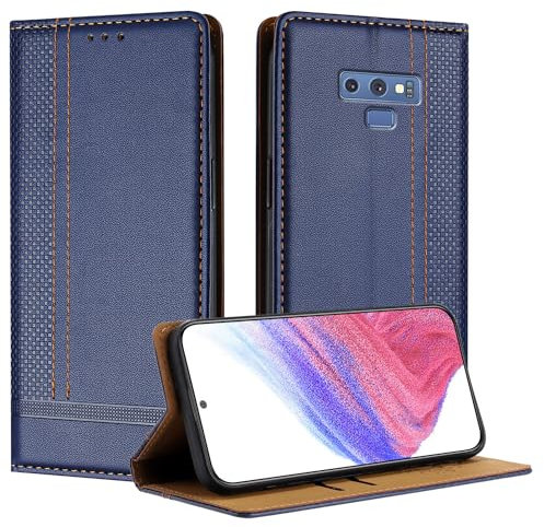 Mo-Beauty Handyhülle für Samsung Galaxy Note 9, PU Leder Flip Klappbare für Samsung Note 9 mit Standfunktion Kartenfächer Magnet Hülle (Blau)
