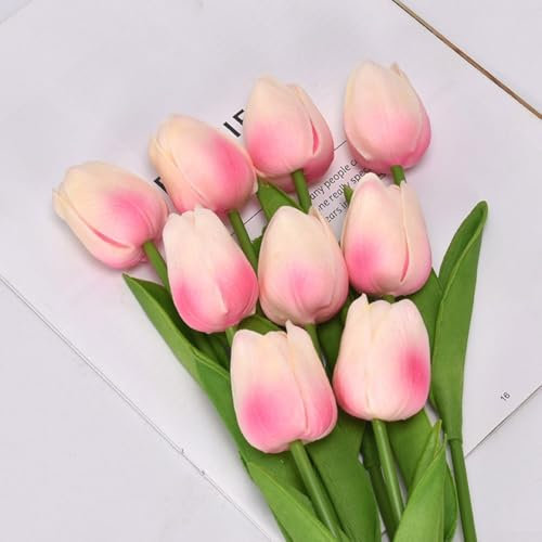 Juego de 2 ramos de tulipanes artificiales para arreglos florales fáciles (luz para rosa)
