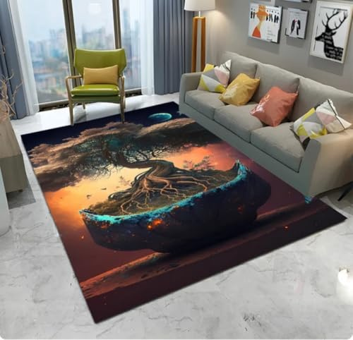 QMETOS Viking Yggdrasil Baum des Lebens Teppich Für Zuhause Wohnzimmer Schlafzimmer Sofa Dekor rutschfeste Bodenmatte 200X300Cm
