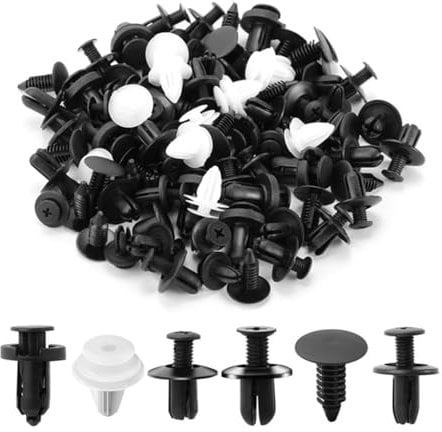 100 Pcs Car Body Trim Clips - 6 Types of Plastic Fasteners for Car Door Panel, Bumper, and Fender, Universal Fastener Clips, Durable and Easy to Use