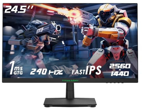 Gaming Monitor 24.5 240Hz 1440p QHD 2560x1440p Fast IPS Panel 1ms GTG Response Time Adaptive Sync 126% sRGB HDR Low Blue Light VESA 100x100