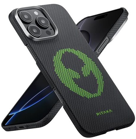 pitaka Hülle für iPhone 16 Pro Ultradünne Handyhülle aus Aramidfaser Kompatibel mit Magsafe Magnetische Schutzhülle mit Angenehmem Griff [Taktile Gewebte Hülle]