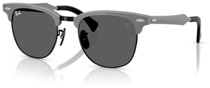 Ray-Ban Unisex-Sonnenbrille, gebürstet, schwarz auf silbernem Rahmen, grüne Gläser G-15, 51 mm, Grau / Schwarz (Plomizo Brushed/Polar Black), 51 mm