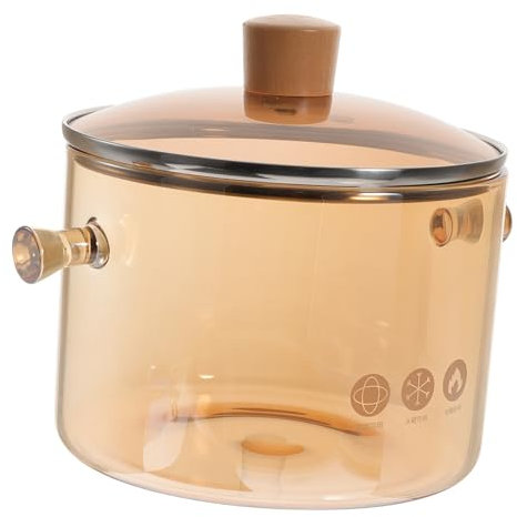 BEBEMOKO Cacerola de vidrio para cocina, olla grande con tapa, cacerola para guisar, cacerola con tapa, olla grande para servir, olla de sopa con tapa, recipiente grande para cocinar leña