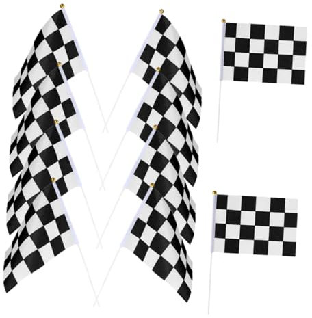 Supvox 10stücke Rennflaggen Kariert Stäben Für Rennen Auto Flagge Hand Gehalten Rennsignal Flagge Mit Strapazierfähigem Vliesmaterial Und Siebdruck