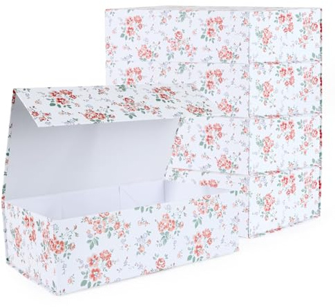 LFBOX Rosen-Geschenkbox mit magnetischen Deckeln, 35,1 x 21,1 x 11,2 cm, große Brautjungfer-Antragsboxen, rechteckig, Hochzeit, dekorative Aufbewahrungsbox, 5 Stück