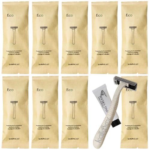 10 Stück Luxus Einwegrasierer einzeln verpackt mit Rasiercreme, umweltfreundliches Pflegezubehör, vielseitig einsetzbares Rasierer Set für Zuhause, Hotel,