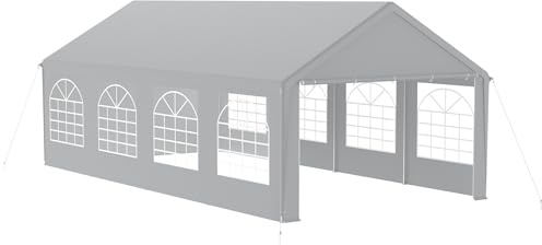 FIVMEN Pavillon Partyzelt 4x8 m mit 4 Abnehmbaren Seitenwänden Wasserdicht Stabil Winterfest Sonnenschutz Gartenpavillon Party Zelt Gartenzelt, Grau