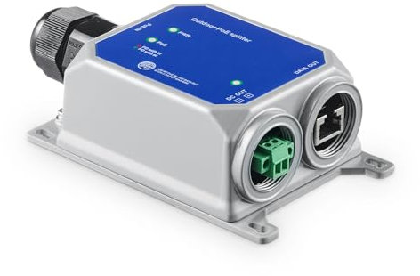 MokerLink IP67 Outdoor 2.5 Gigabit PoE Splitter, 10/100/1000/2500Mbps, IEEE 802.3 AF/at/BT PoE in, DC12V 5A Out, Max 65W, Wandmontage Metall Wasserdicht