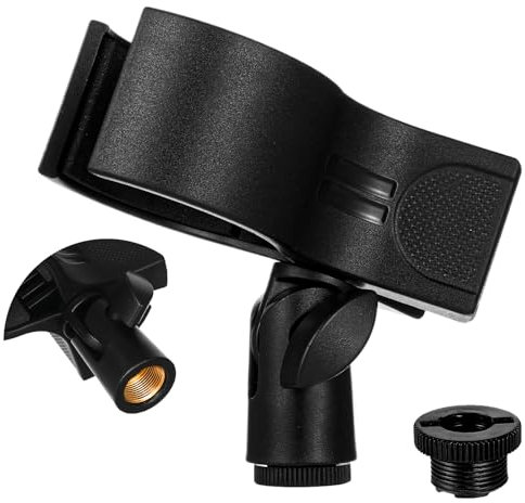 Microphone Clip for Mic Stand, Large Mic Clips Holder for Handheld Microphones and Recording Condenser and Wireless Microphones with Diameter Range 1.26 from 2.3, with a 5/8 to 3/8 Screw Adapter