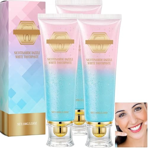 Easilyous Bright White Zahnpasta, Niacinamid Whitening Toothpaste, frischer Atem & Entfernung von Oberflächenflecken Tiefenreinigung der Zähne (3Stück)