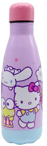 Hello Kitty and Friends – Cantimplora Infantil de Acero Inoxidable 500 ml – Libre de BPA, Diseño Kawaii, Cierre Hermético, Ideal para Colegio, Deporte o Regalo – Producto Oficial