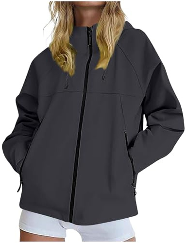 KODMNSW Regenjacke Damen Wanderjacke Wasserdichte Outdoorjacke Softshelljacke mit Mesh-Futter Große Größen Fahrradjacke übergangsjacke Funktionsjacke Dünne Jacke Sportjacke Laufjacke S-4XL
