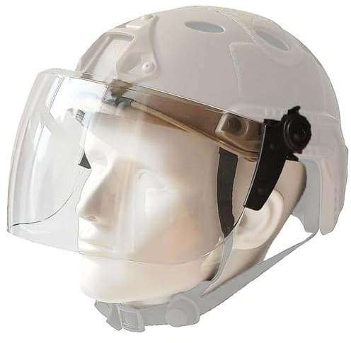 WLXW Tactical Clear Face Shield Visor - Outdoor Flip Up Face Shield, Lens Goggles, Riot Mask Visor For Airsoft MICH Fast Helmet Guide Rail