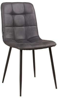 AVISSIMO Livia Esszimmerstuhl, Industrial-Look, Kunstleder-Sitzschale, Metallgestell, modern & robust, für Esszimmer & Wohnzimmer, grau