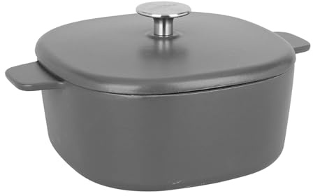 Sitram 716936 Cocotte Carrée en fonte émaillée 3 Litres - L 21.5 cm l 21.5 cm H 9 cm - Extérieur et Intérieur noir mat - bouchon en inox - toutes sources de chaleur y compris induction et four