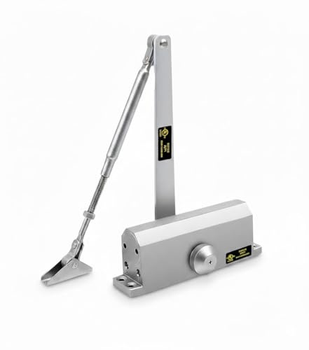 ZABNEX Verstellbarer Türschließer, Größe 2–4, hydraulischer Türschließer für gewerbliche und private Zwecke, CE- und UL-zertifiziert, robuster automatischer Türschließer (Silber)