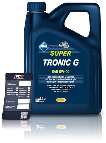 4 L Liter Aral SuperTronic G 0W-40 Motor-Öl inkl. Ölwechsel-Anhänger