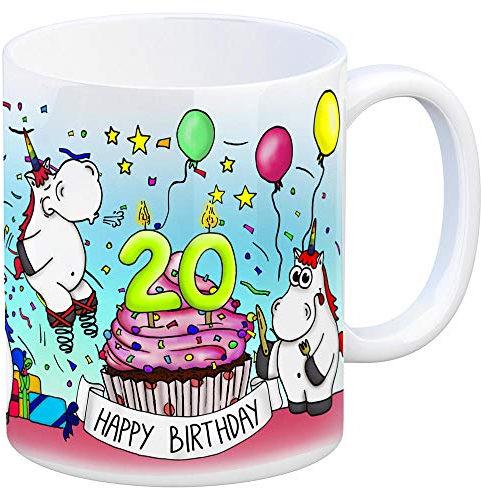 trendaffe - Honeycorns Tasse zum 20. Geburtstag mit Muffin und Einhorn Party