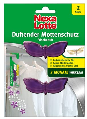 Nexa Lotte Duftender Mottenschutz, bekämpfend und abwehrend, 3 Monate Langzeitwirkung, mit Frischeduft, 2 Hänger