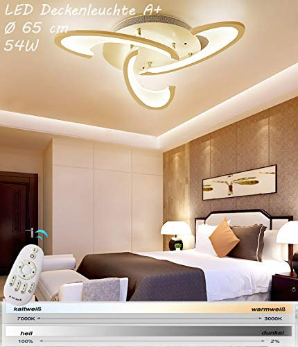 N2127-3FL LED Deckenleuchte mit Fernbedienung ist die Lichtfarbe/Helligkeit einstellbar A+LED Wohnzimmerleuchte Kronleuchte Pendelleuchte Deckenlampe Deckenstrahler LED Deckenleuchte (2127-3FL)